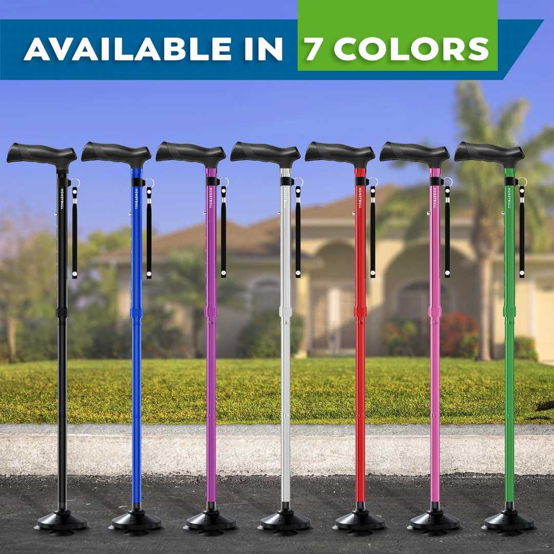 free standing walking cane for adults, adjustable height walking stick, collapsible walking stick for seniors,, heavy duty walking cane for men and women,senior mobility walking aid cane