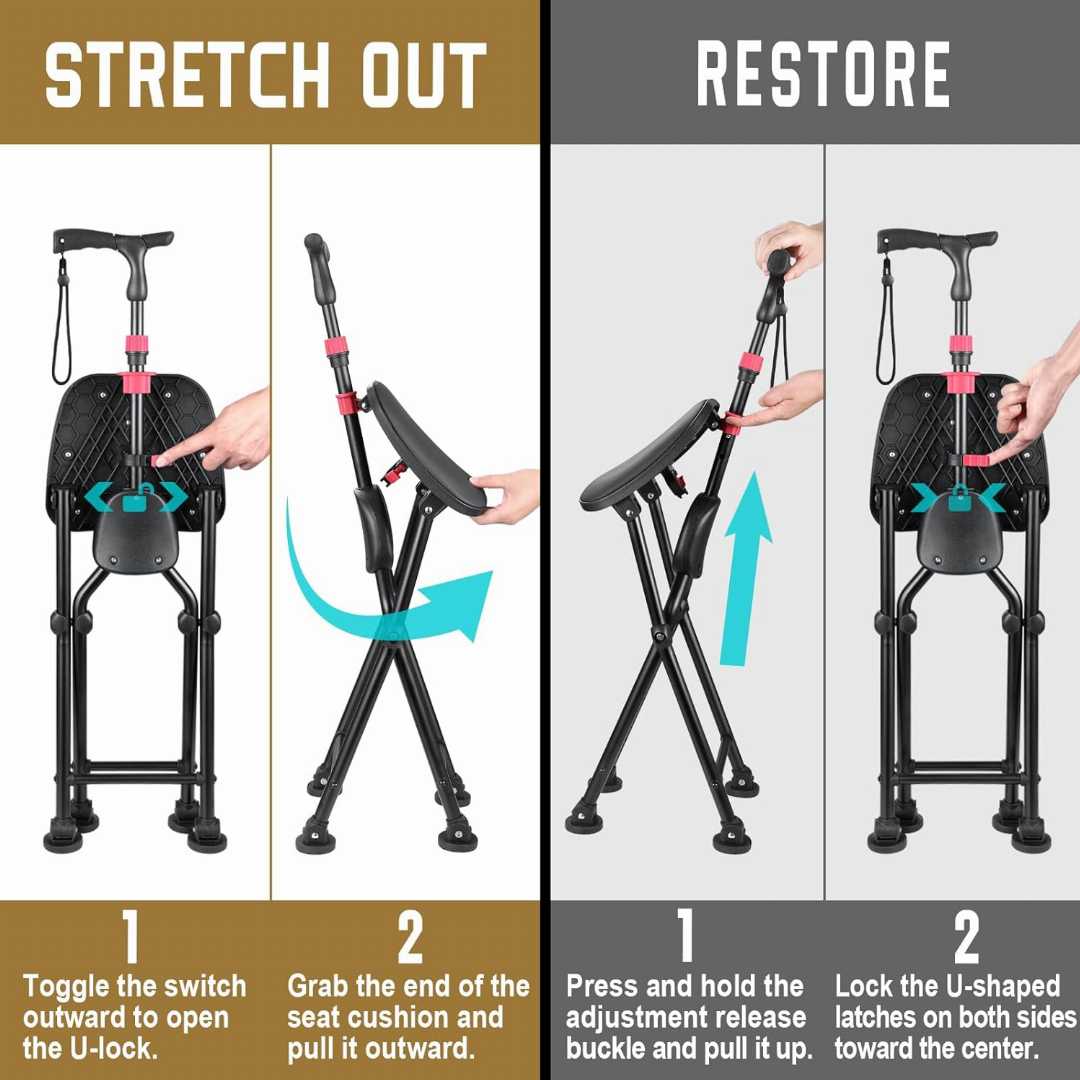 heavy duty walking cane for men and women,durable walking stick for balance support, portable folding cane for seniors,lightweight collapsible cane for travel,adjustable height walking stick