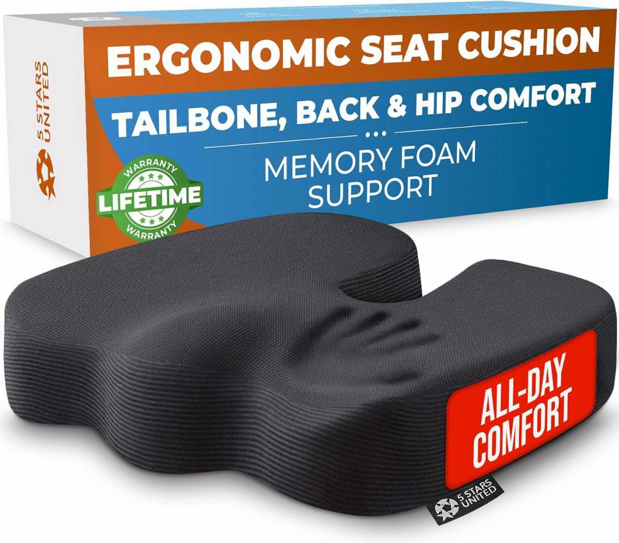 seat cushion, memory foam cushion, tailbone relief, sciatica cushion, office chair cushion, coccyx cushion