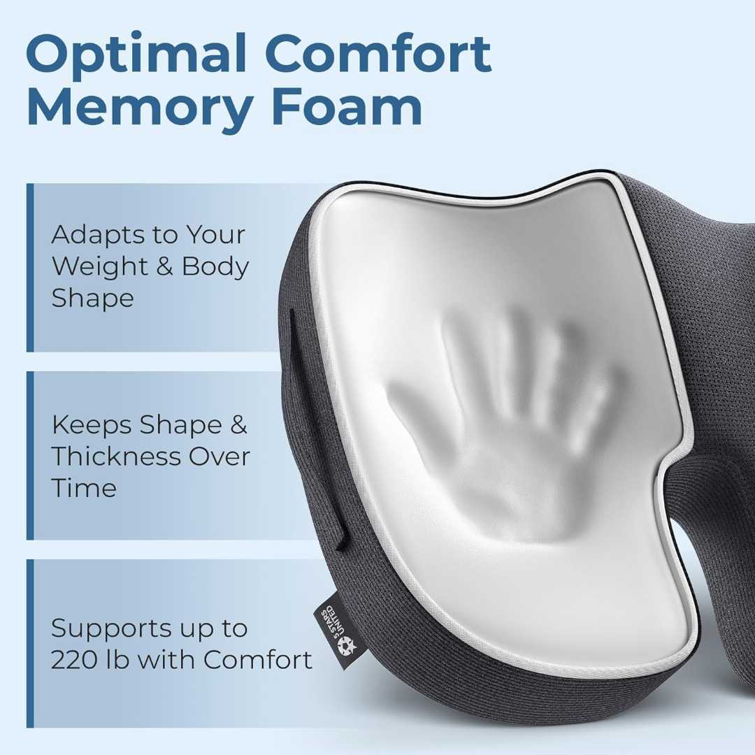seat cushion, memory foam cushion, tailbone relief, sciatica cushion, office chair cushion, coccyx cushion