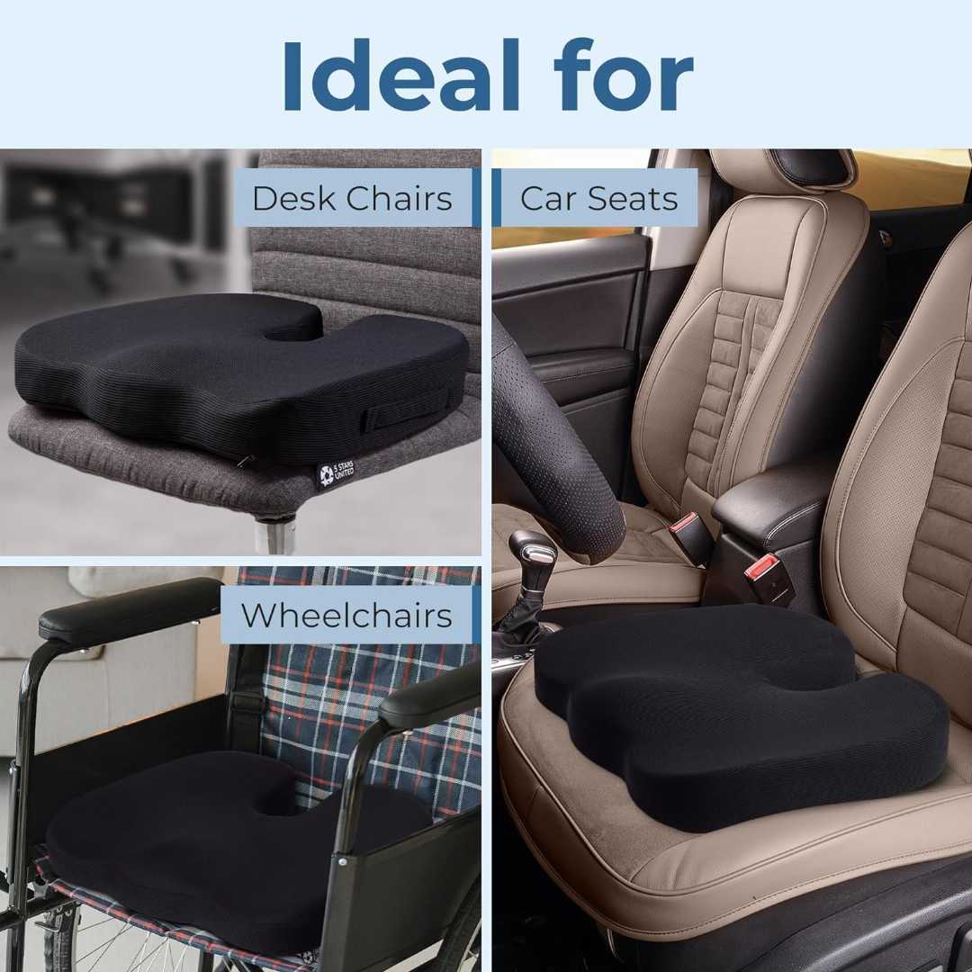 seat cushion, memory foam cushion, tailbone relief, sciatica cushion, office chair cushion, coccyx cushion