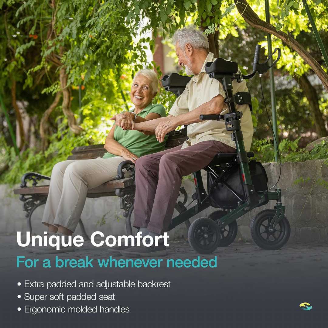 Foldable Rolling Walker with Seat, 10.6 lbs Adult Walkers, Ultralight Rollator Walker with 4 Wheels and Seat, Ultralight Rollator Walker with Seat for seniors, Ultralight Rollator Walker with Seat