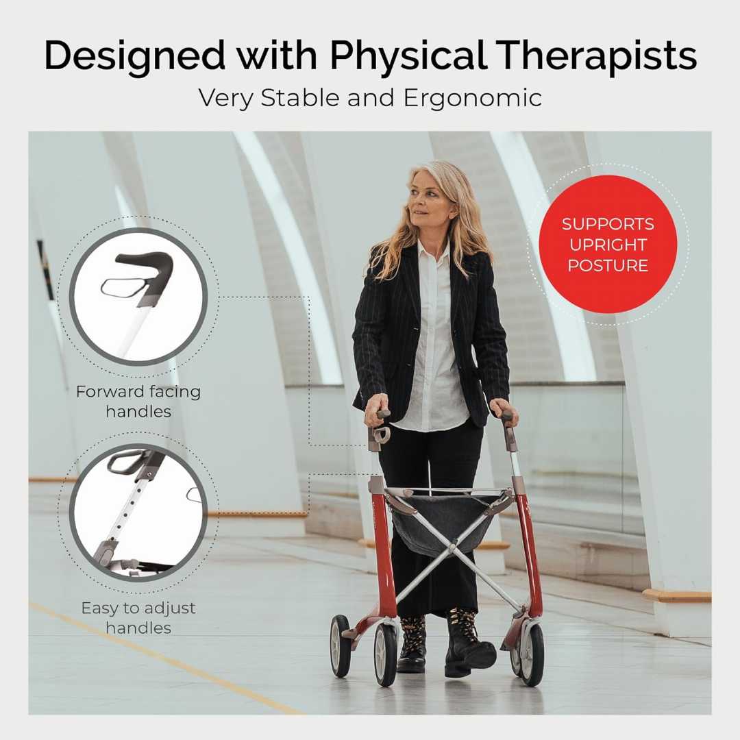 Ultralight Rollator Walker, Ultralight Rollator Walker with 4 Wheels and Seat for seniors, Foldable Rolling Walker with Seat, 10.6 lbs Adult Walkers, Ultralight Rollator Walker with 4 Wheels