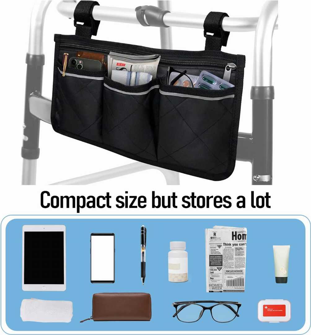 Height Adjustable Walker,Walker with Arm Support & Storage Bag, Walker for Seniors with Arm Support, Lightweight Aluminum Walker for Seniors, Foldable Lightweight Aluminum Upright Mobility Aid