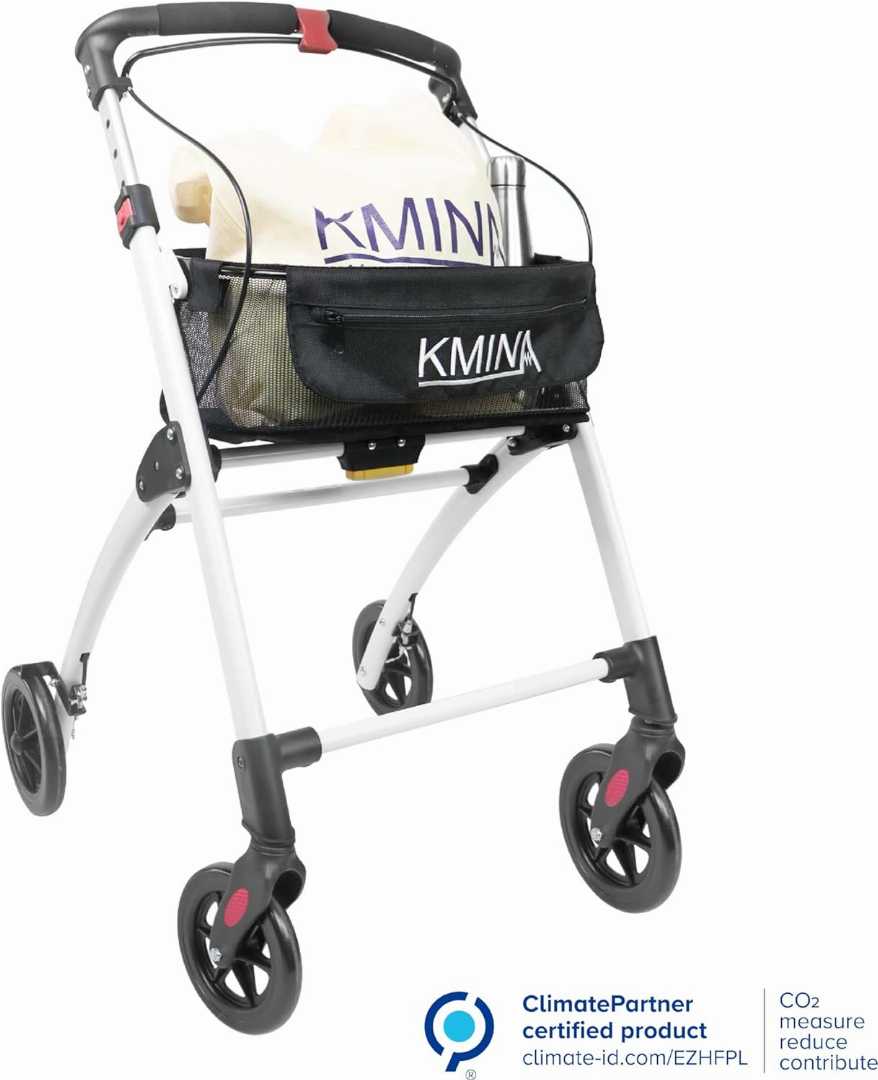 Foldable Walker for Seniors,Walker with 4 Wheels and Brakes,Foldable Walker with Tray and Basket,Walker for Small Spaces,Foldable Walker with Tray and Basket for olders,Lightweight Indoor Rollator