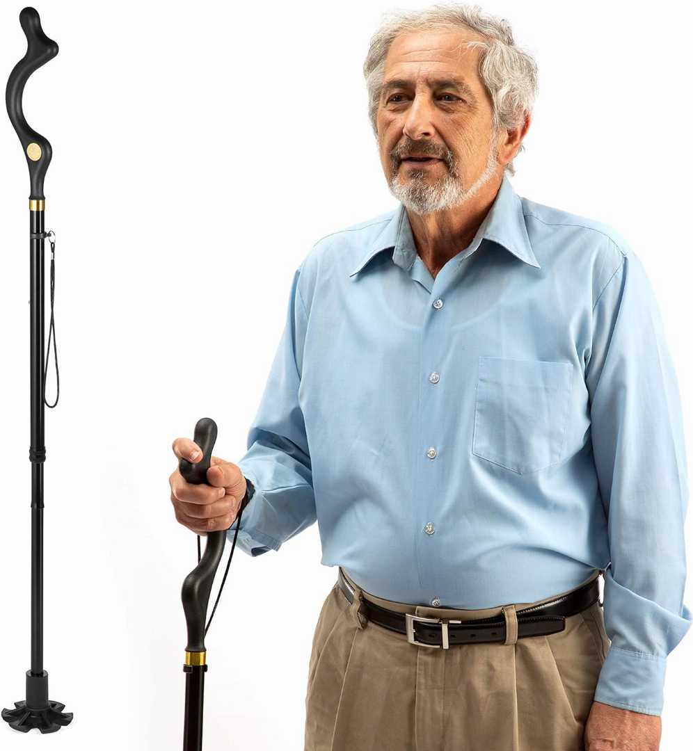 best cane for elderly balance, quad cane, adjustable walking cane, walking cane for seniors, balance support cane, foldable walking cane, mobility aid for elderly, stable walking cane, ergonomic cane