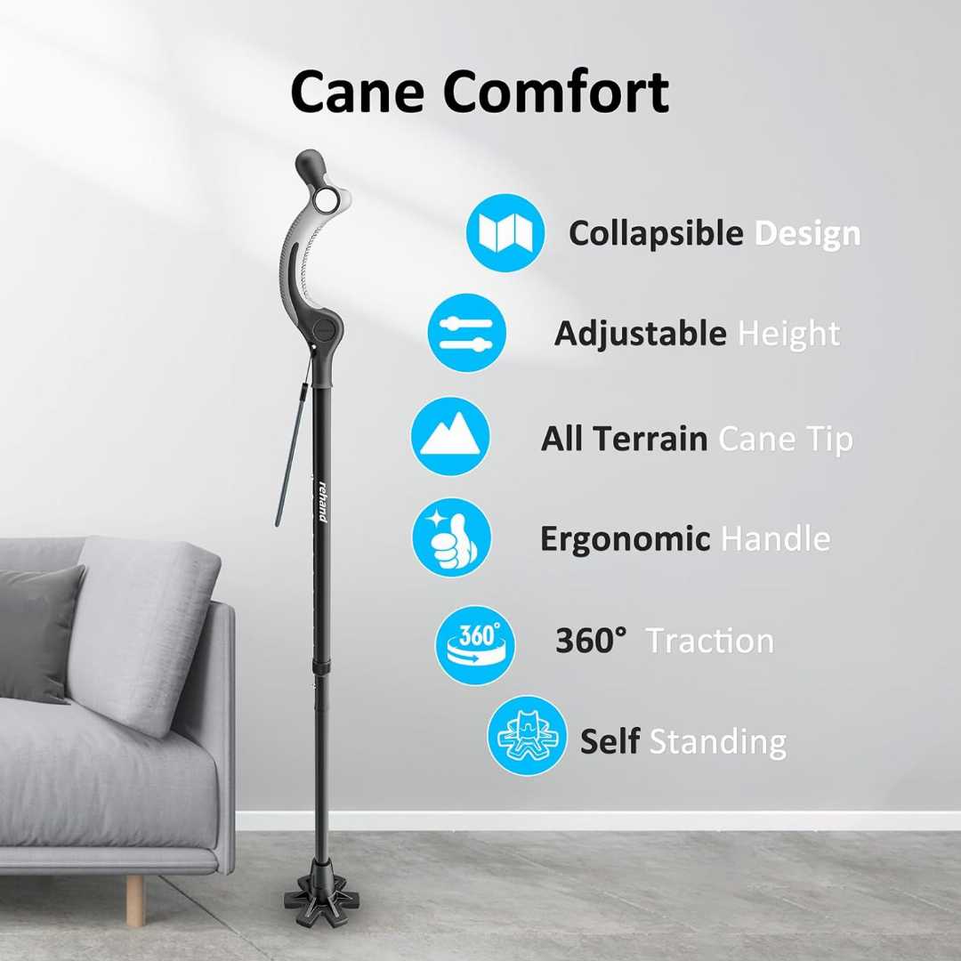REHAND,Adjustable,Walking,Cane,Review:,Comfort,&,Stability,for,Seniors