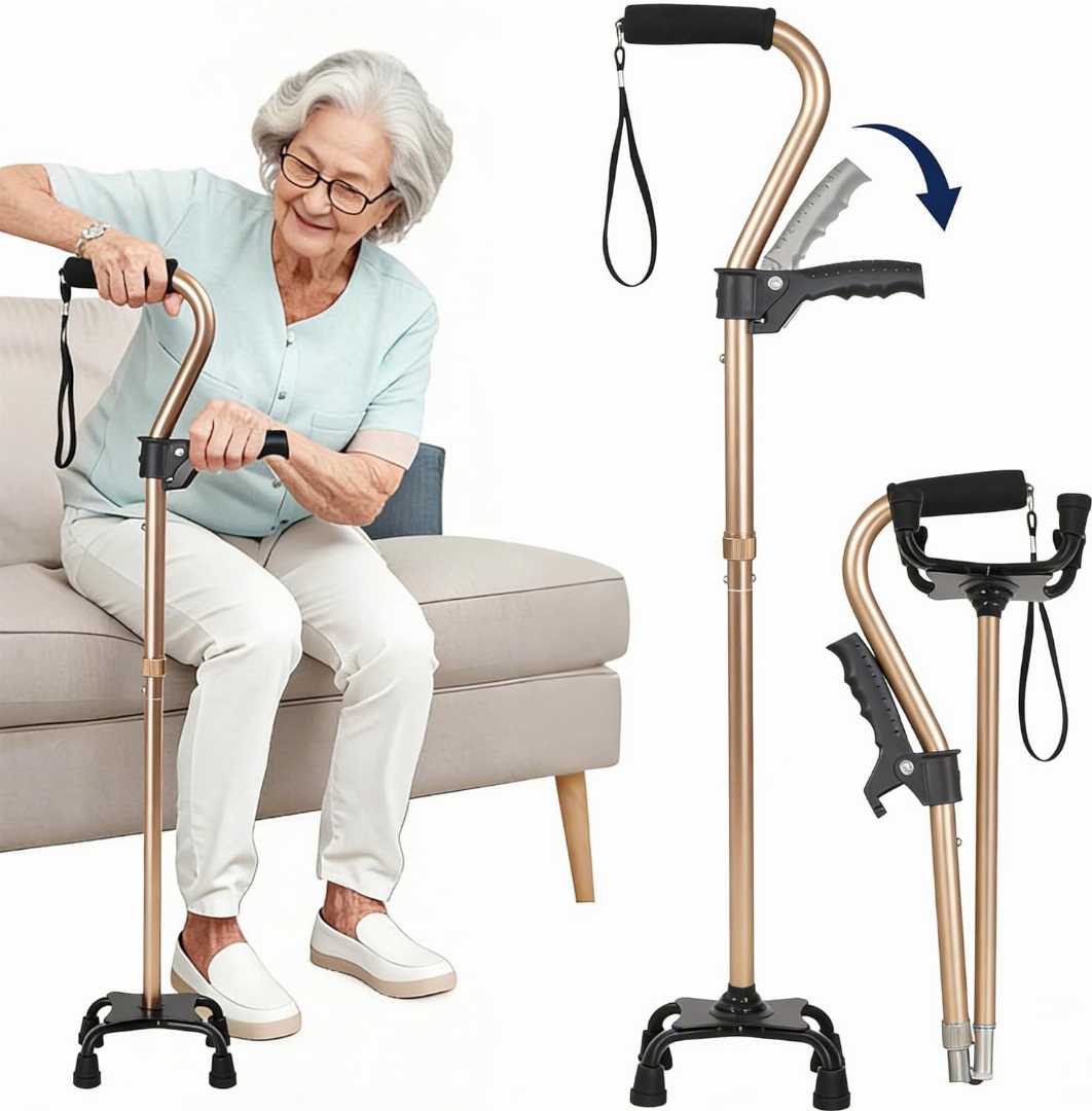XIAOMING,6,Gear,Adjustable,Quad,Cane,Review:,Mobility,&,Support
