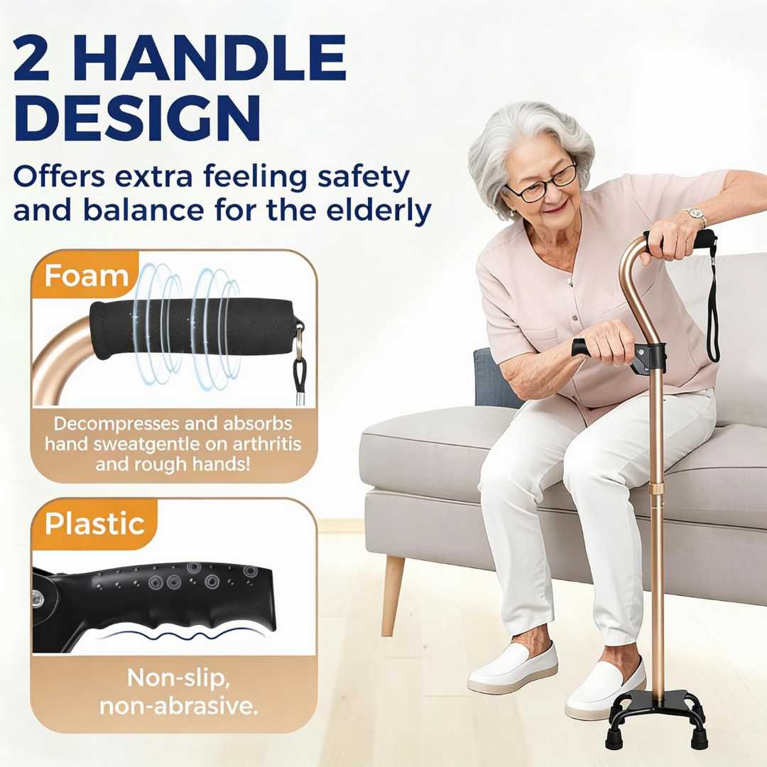 XIAOMING,6,Gear,Adjustable,Quad,Cane,Review:,Mobility,&,Support