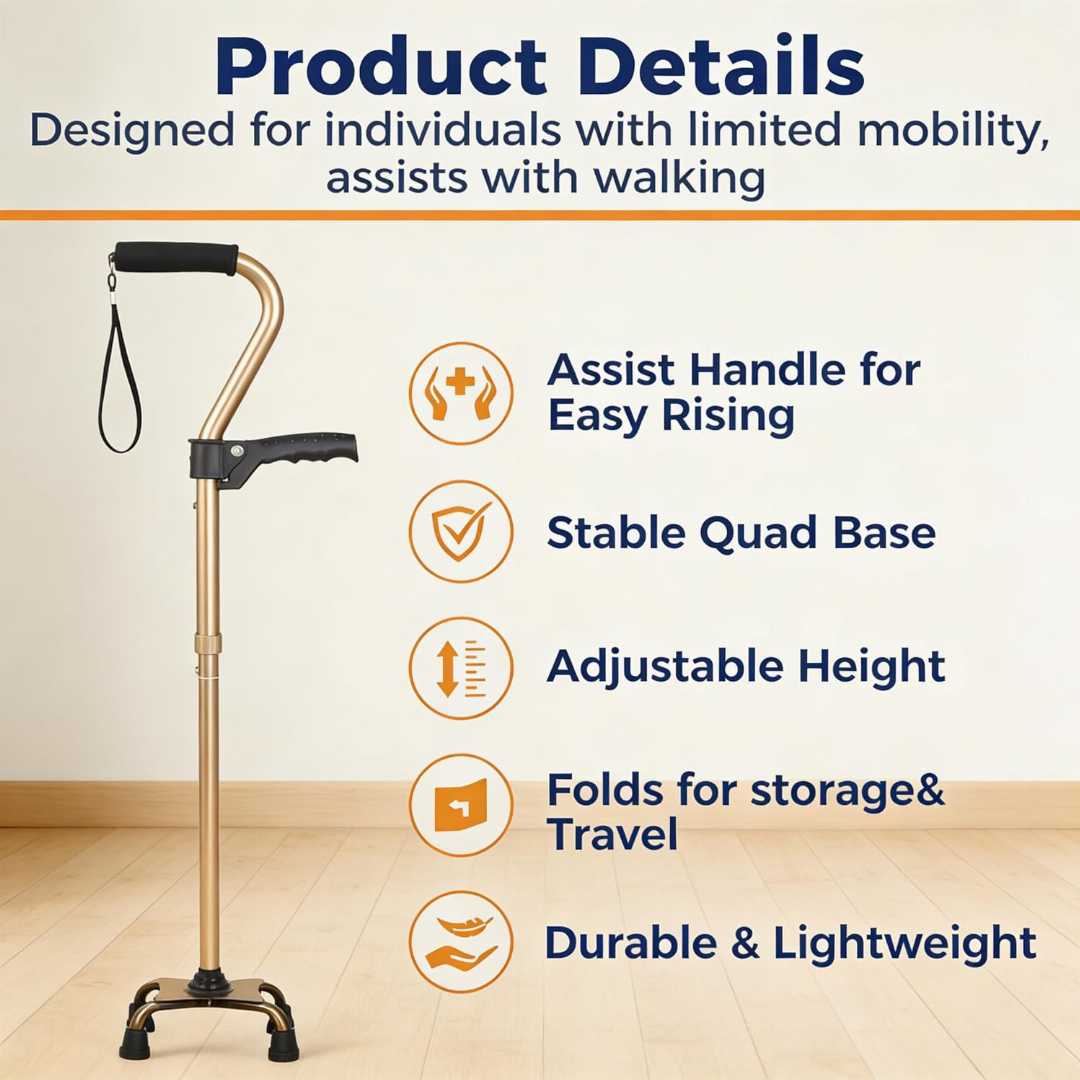 XIAOMING,6,Gear,Adjustable,Quad,Cane,Review:,Mobility,&,Support