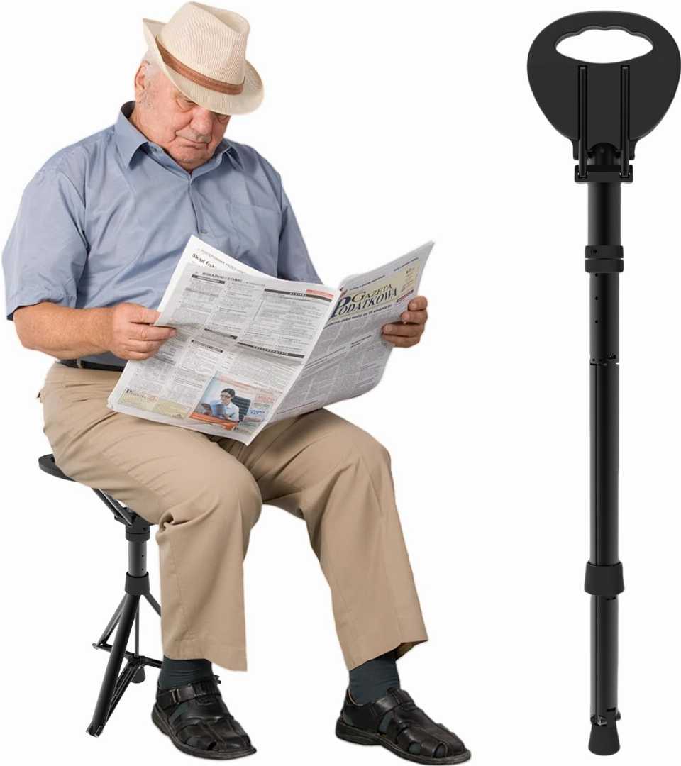 hiking walking cane with seat, trekking pole with chair, folding walking cane, portable hiking stick, outdoor walking cane, lightweight aluminum cane, foldable seat cane, anti slip hiking stick, mobi