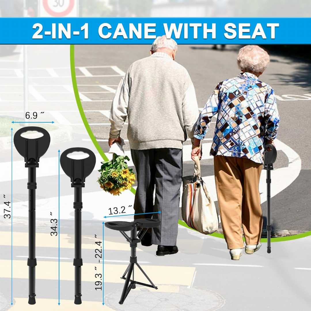 hiking walking cane with seat, trekking pole with chair, folding walking cane, portable hiking stick, outdoor walking cane, lightweight aluminum cane, foldable seat cane, anti slip hiking stick, mobi