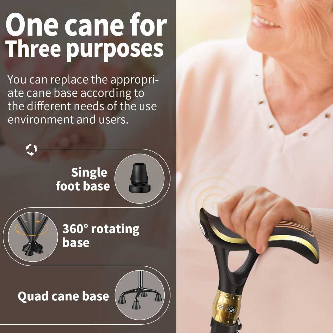 ispuoocti walking cane, smart alarm walking cane, adjustable walking stick, LED walking cane, USB rechargeable cane, senior walking cane, folding walking stick, telescopic cane, multi base walking ca