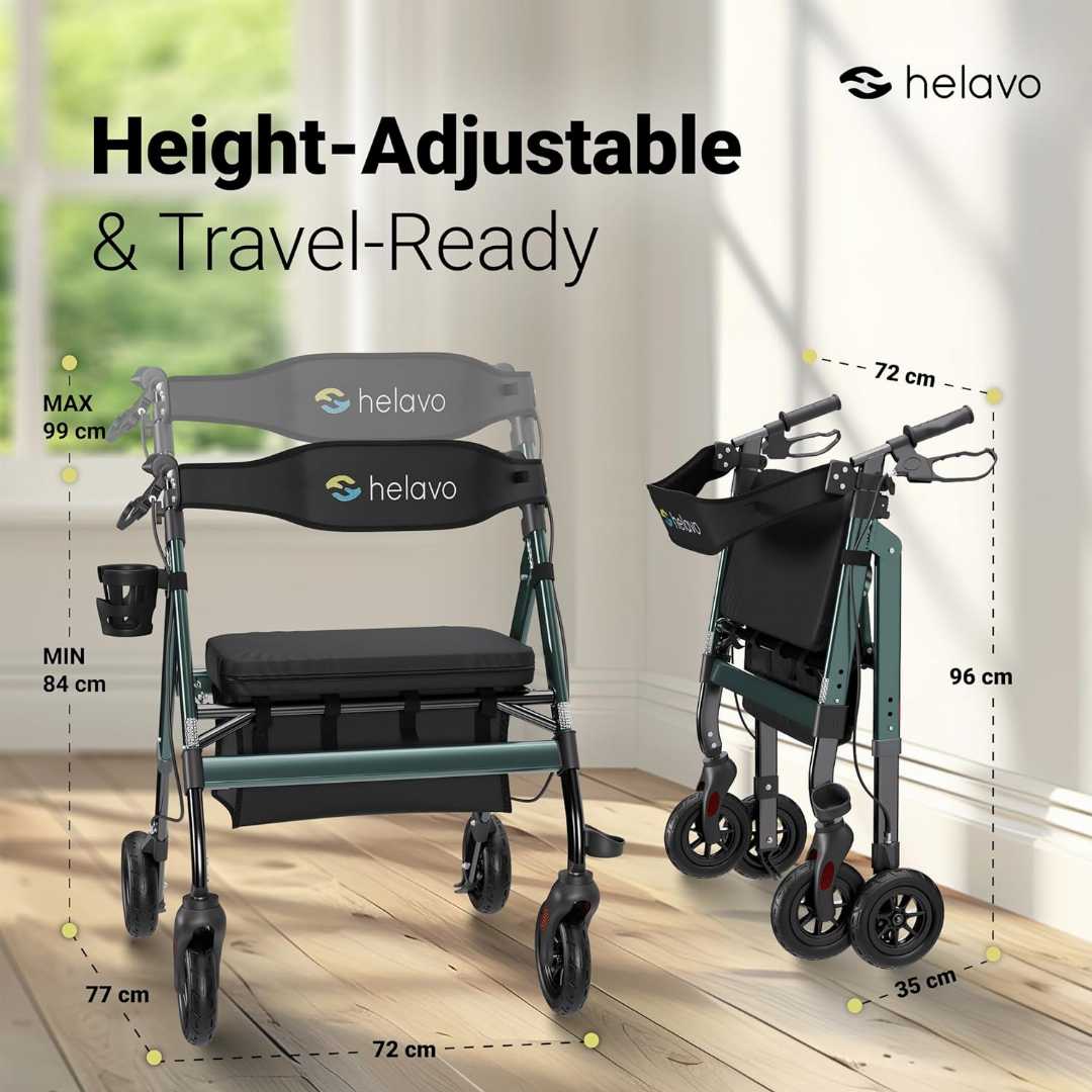 Extra Wide Heavy Duty Rollator for Seniors, Bariatric Walker with Large seat for seniors, Bariatric Walker with Large seat, Bariatric Walker with Height-Adjustable Seat for seniors, Bariatric Walker 