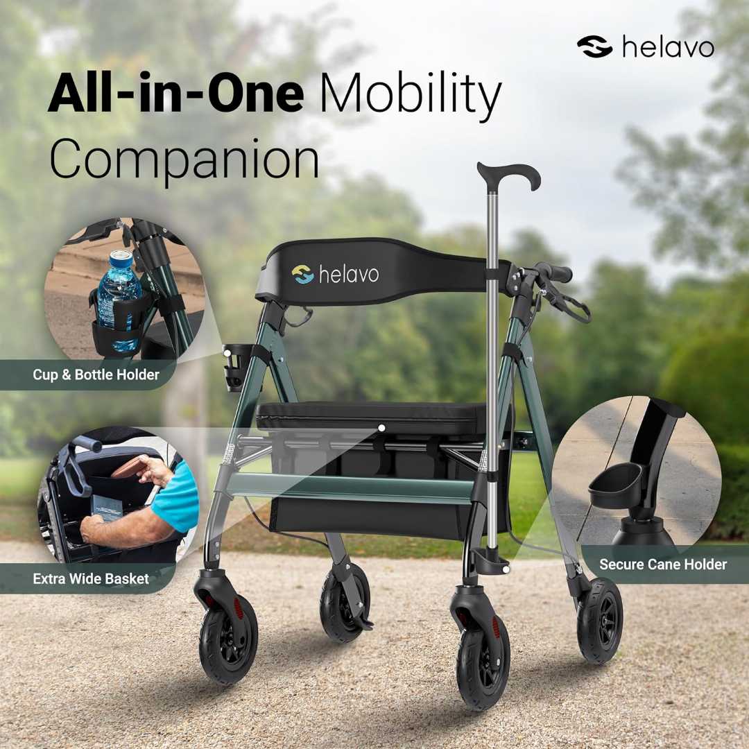 Extra Wide Heavy Duty Rollator for Seniors, Bariatric Walker with Large seat for seniors, Bariatric Walker with Large seat, Bariatric Walker with Height-Adjustable Seat for seniors, Bariatric Walker 