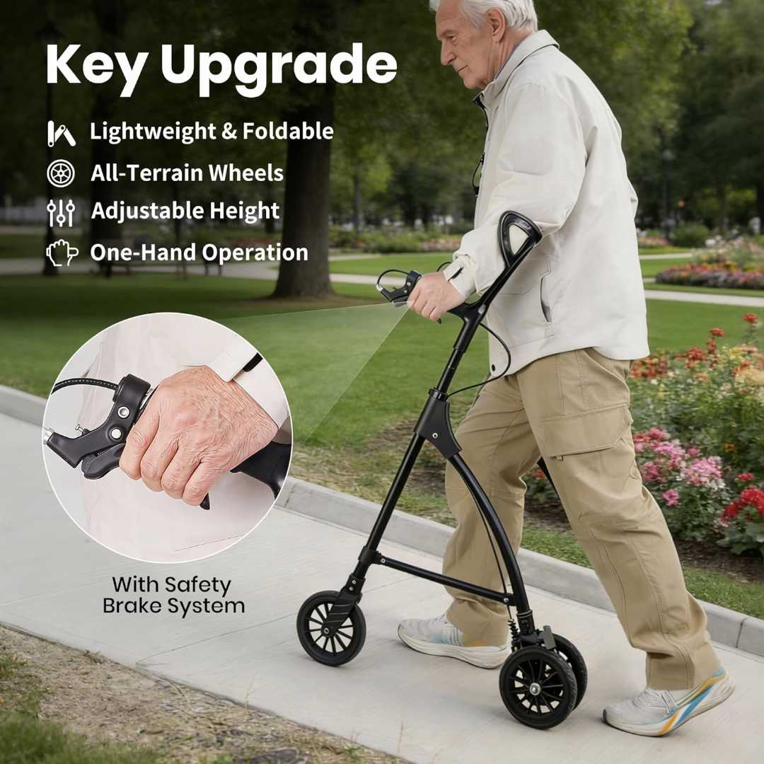 walking aids for balance,outdoor walkers, walker wheels with brakes,compact walker for elderly, portable walking cane