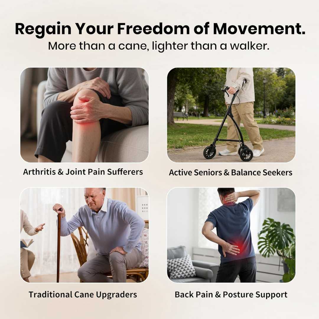 walking aids for balance,outdoor walkers, walker wheels with brakes,compact walker for elderly, portable walking cane