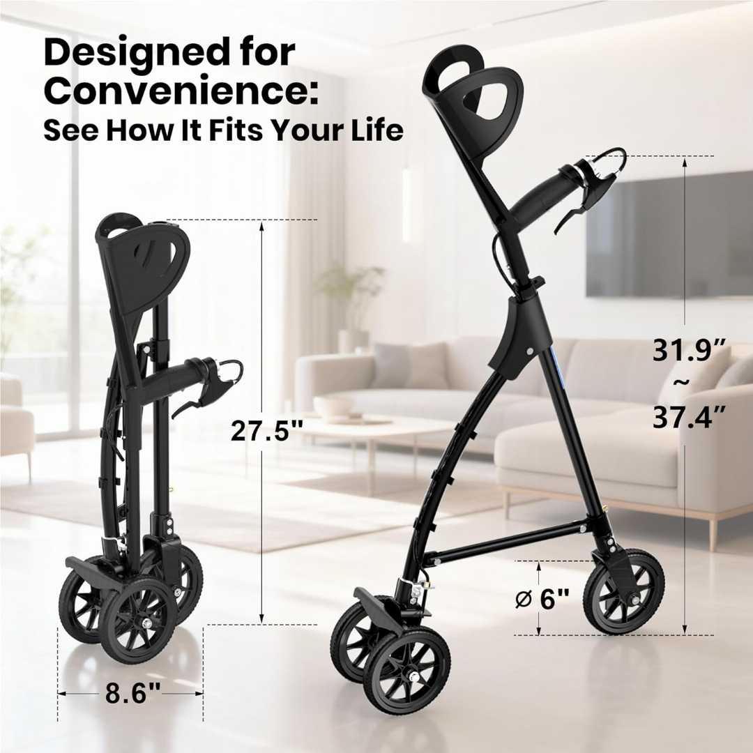 walking aids for balance,outdoor walkers, walker wheels with brakes,compact walker for elderly, portable walking cane