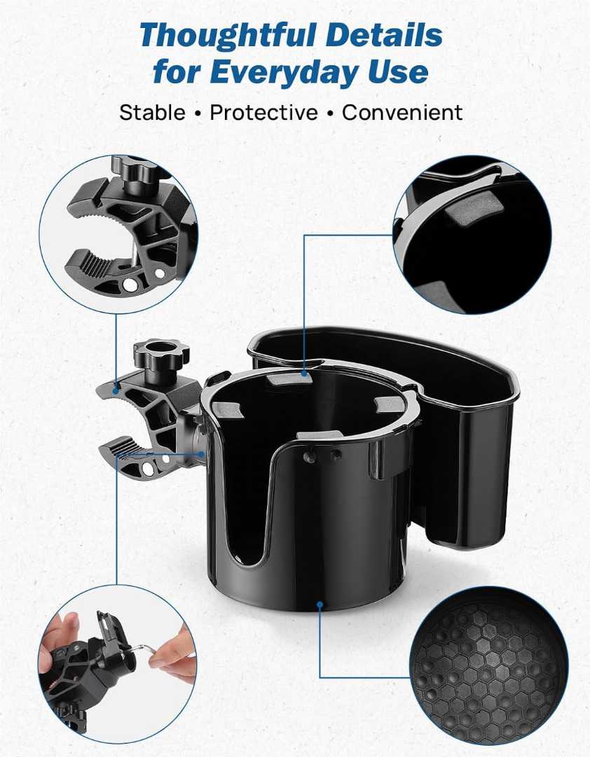 JOYTUTUS walker cup holder,wheelchair cup holder with storage,2-in-1 cup holder for walker,walker cup holder with storage box,rollator cup holder,mobility cup holder,walker accessories cup hold