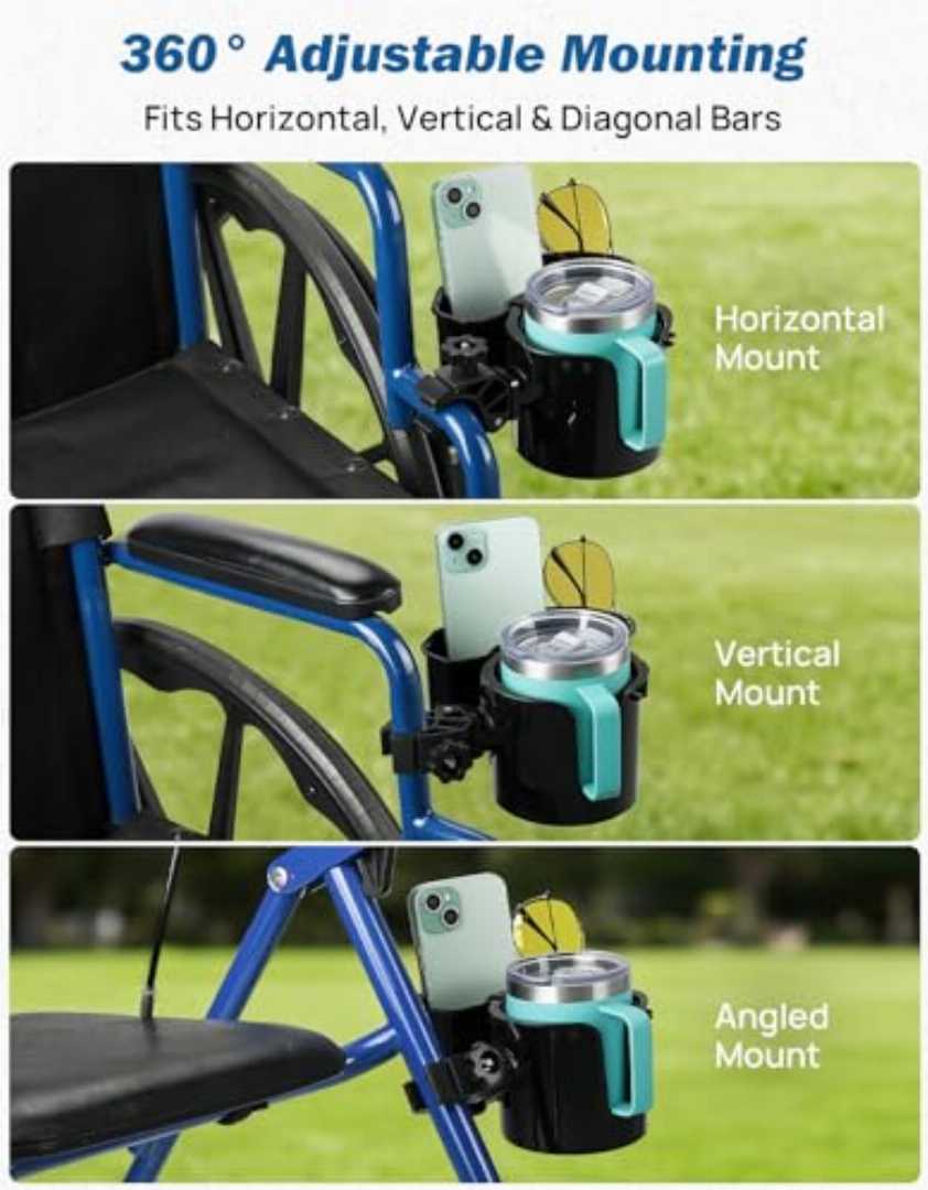 JOYTUTUS walker cup holder,wheelchair cup holder with storage,2-in-1 cup holder for walker,walker cup holder with storage box,rollator cup holder,mobility cup holder,walker accessories cup hold