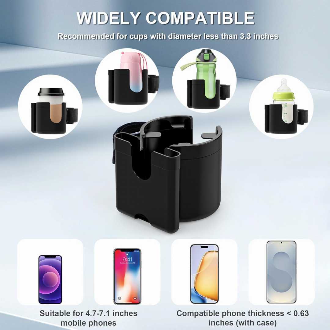 Wheelchair cup holder,Walker cup holder,Cup and Phone Holder,cup and phone holder for wheelchair,Rollator cup holder,Strap-on cup holder