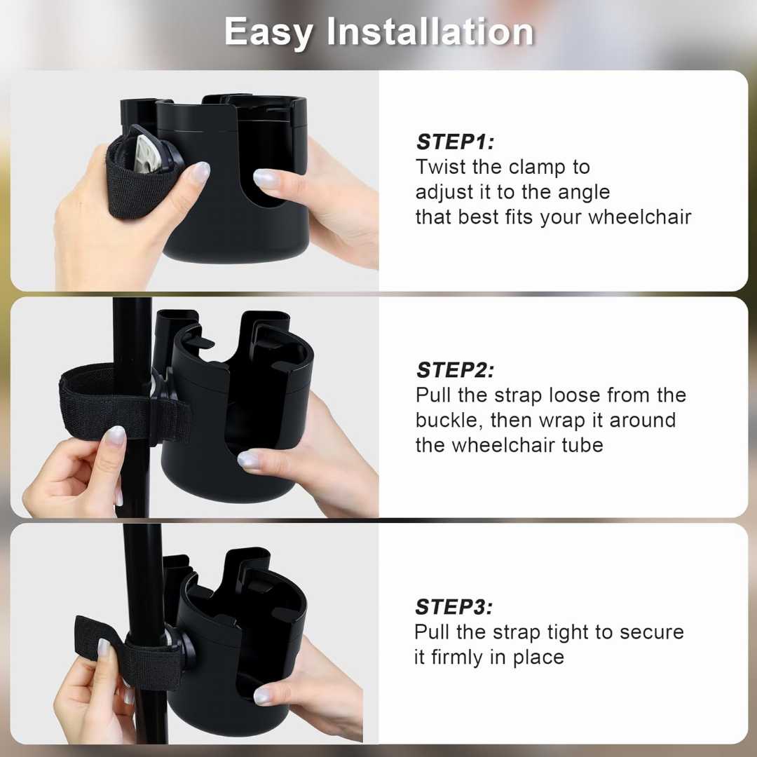 Wheelchair cup holder,Walker cup holder,Cup and Phone Holder,cup and phone holder for wheelchair,Rollator cup holder,Strap-on cup holder