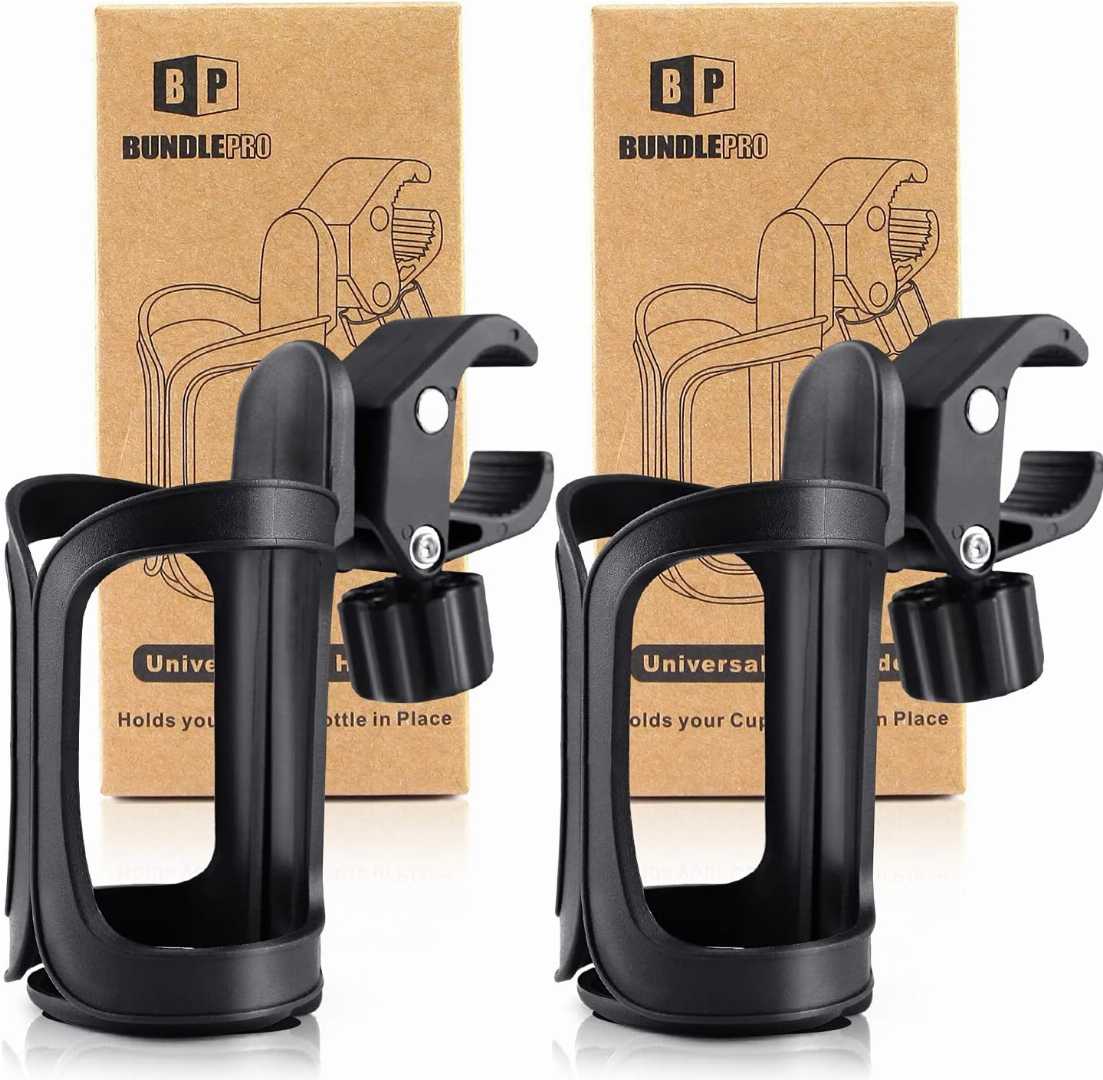 BUNDLEPRO cup holder,stroller cup holder pack of 2,universal cup holder for stroller,walker cup holder clamp,bike cup holder universal,360 degree cup holder,
mobility cup holder accessory,