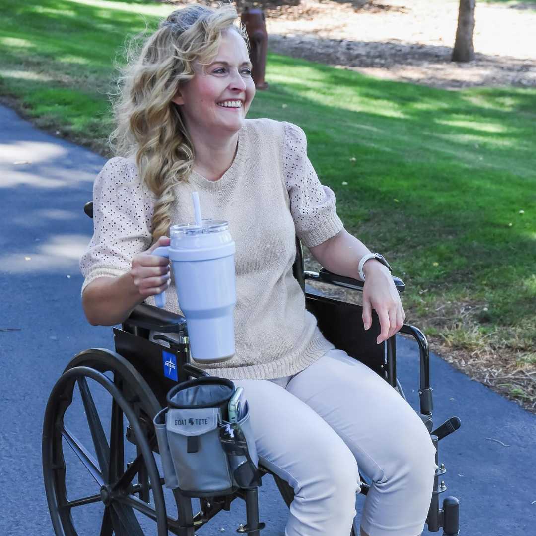 Goat Tote mobility bag,walker bag with cup holder,wheelchair tote bag with cup holder,rollator storage bag,mobility bag for walker,easy attach walker bag,tote bag for wheelchair users mobility
