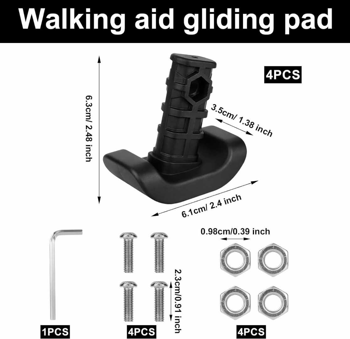 walker ski glides replacement,EZ Fold-N-Go walker accessories,Able Life Space,Saver walker feet,walker replacement tips,walker ski pads 6 pack,folding walker accessories,non slip walker feet
