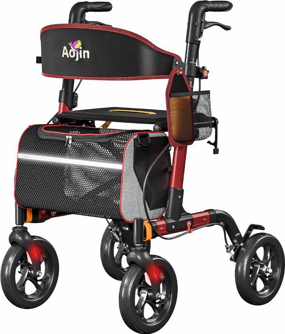 Best rollator for Senior, rollator for Senior, Best rollator, Red Walker, Best rollator for Senior With Seat, Best rollator With Seat