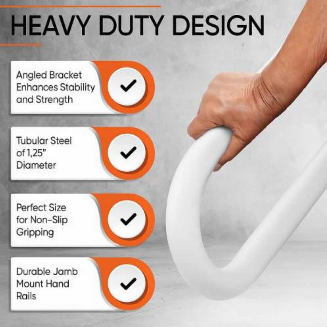 Best,Stair,Handrails,for,Senior:,Heavy,Duty,Stair,Railing,Mount,Handrail,
jamb-mount handrail, best stair handrails for senior, heavy duty outdoor stair railing, 18-inch white door jamb rail, non-sl