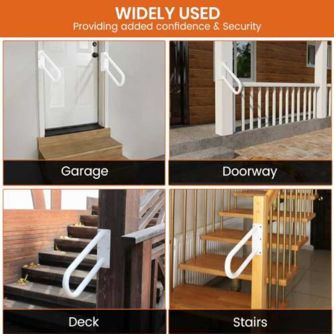 Best,Stair,Handrails,for,Senior:,Heavy,Duty,Stair,Railing,Mount,Handrail,
jamb-mount handrail, best stair handrails for senior, heavy duty outdoor stair railing, 18-inch white door jamb rail, non-sl