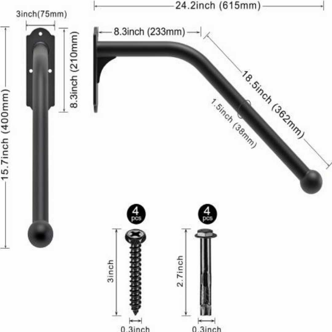 Handrail,for,Outdoor,Steps,Garage,Railing,Safety,Grab,Bar
indoor wood handrail for seniors, 16 inch stair railing, wall mount wooden grab bar, barrier-free staircase handrail, SELEWARE wood handrail