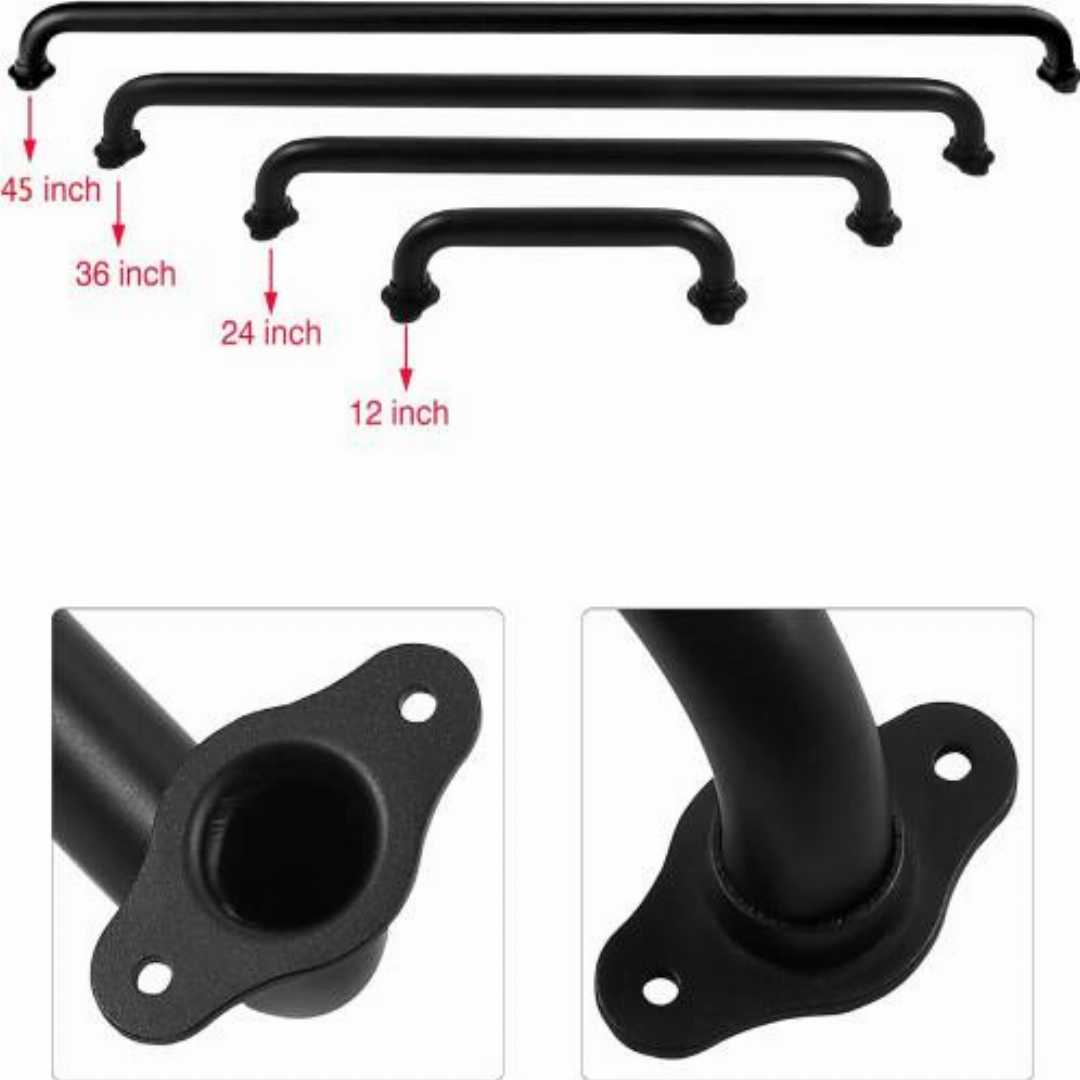Stair,Handrails,for,Senior,:,Metal,Pipe,Handrail,Safety,Grab,Bar,for,Stairs,(Matte,Black)
12 inch wall mount handrail, 1ft metal pipe stair railing, matte black iron grab bar, short indoor handrail