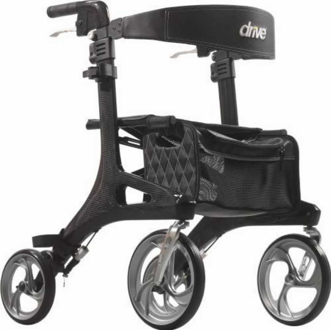 Nitro,Elite,CF,Foldable,Rollator,Walker,with,Seat:Drive,Medical,RTL10266CF,Nitro
Drive Medical Nitro Elite CF, carbon fiber rollator walker, ultra lightweight foldable walker with seat, 14.5 lb mobi