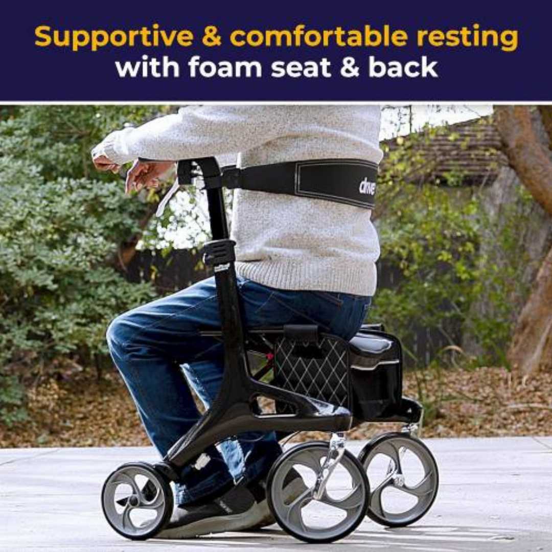 Nitro,Elite,CF,Foldable,Rollator,Walker,with,Seat:Drive,Medical,RTL10266CF,Nitro
Drive Medical Nitro Elite CF, carbon fiber rollator walker, ultra lightweight foldable walker with seat, 14.5 lb mobi