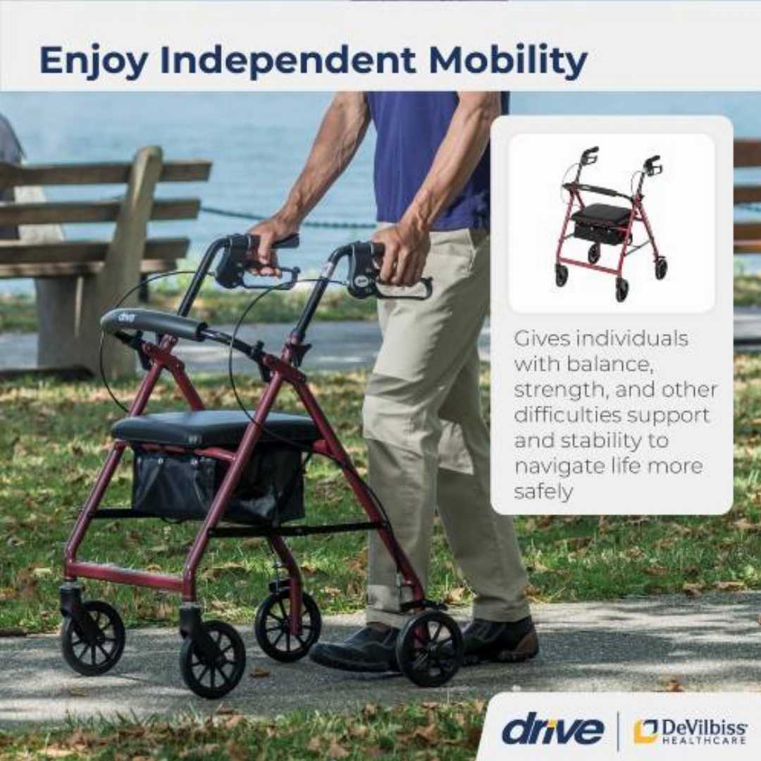 Drive,Medical,Aluminum,Rollator,Walker,For,Senior:,Indoor,Outdoor,Mobility,Aidupright walkers for seniors, heavy duty rollator with seat, bariatric stand up walker, 450 lb capacity mobility aid, fold
