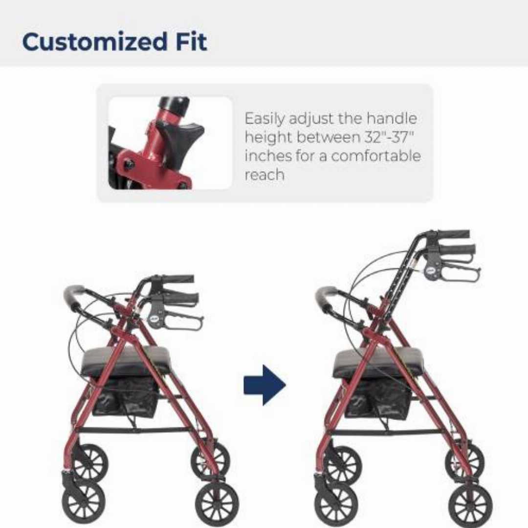 Drive,Medical,Aluminum,Rollator,Walker,For,Senior:,Indoor,Outdoor,Mobility,Aidupright walkers for seniors, heavy duty rollator with seat, bariatric stand up walker, 450 lb capacity mobility aid, fold