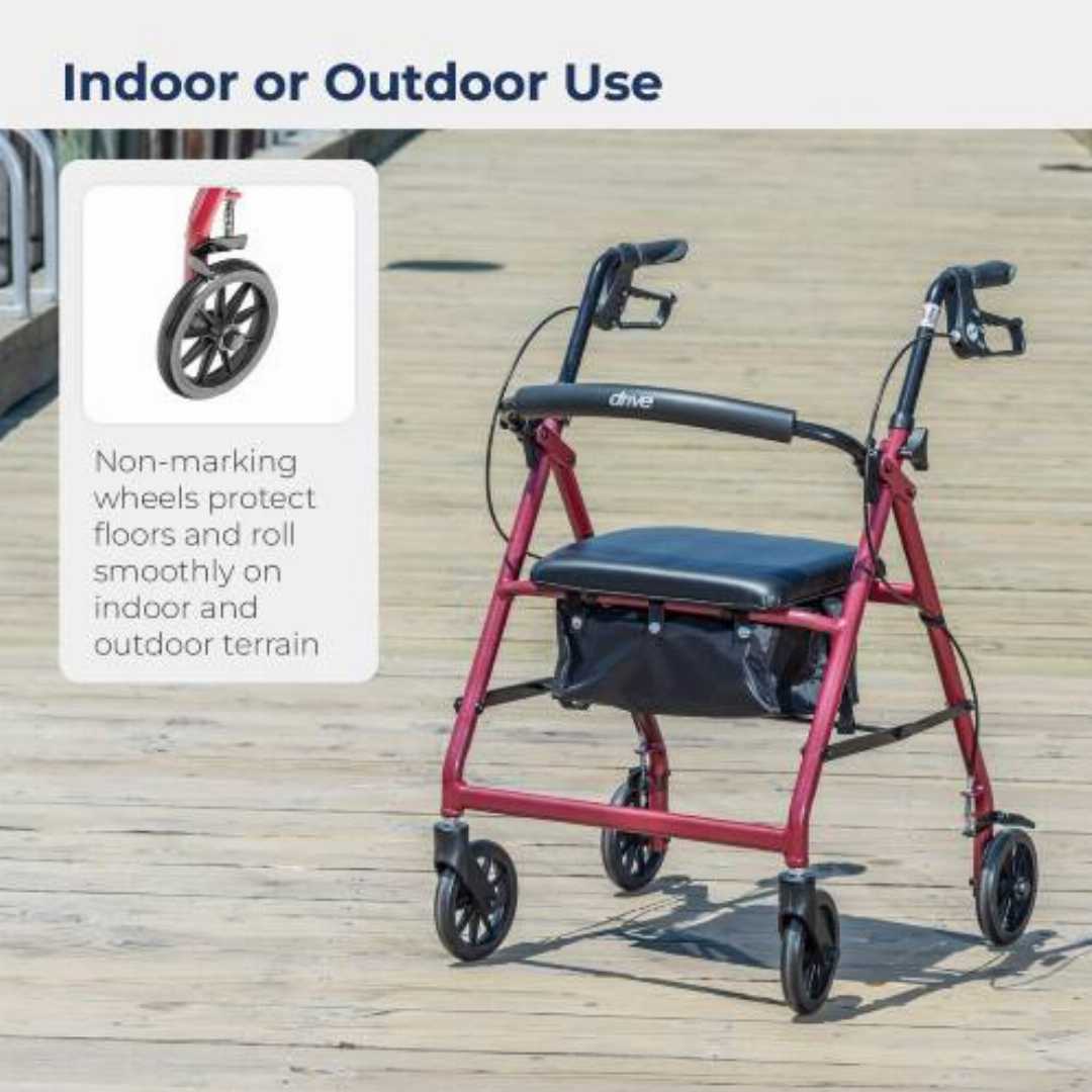 Drive,Medical,Aluminum,Rollator,Walker,For,Senior:,Indoor,Outdoor,Mobility,Aidupright walkers for seniors, heavy duty rollator with seat, bariatric stand up walker, 450 lb capacity mobility aid, fold