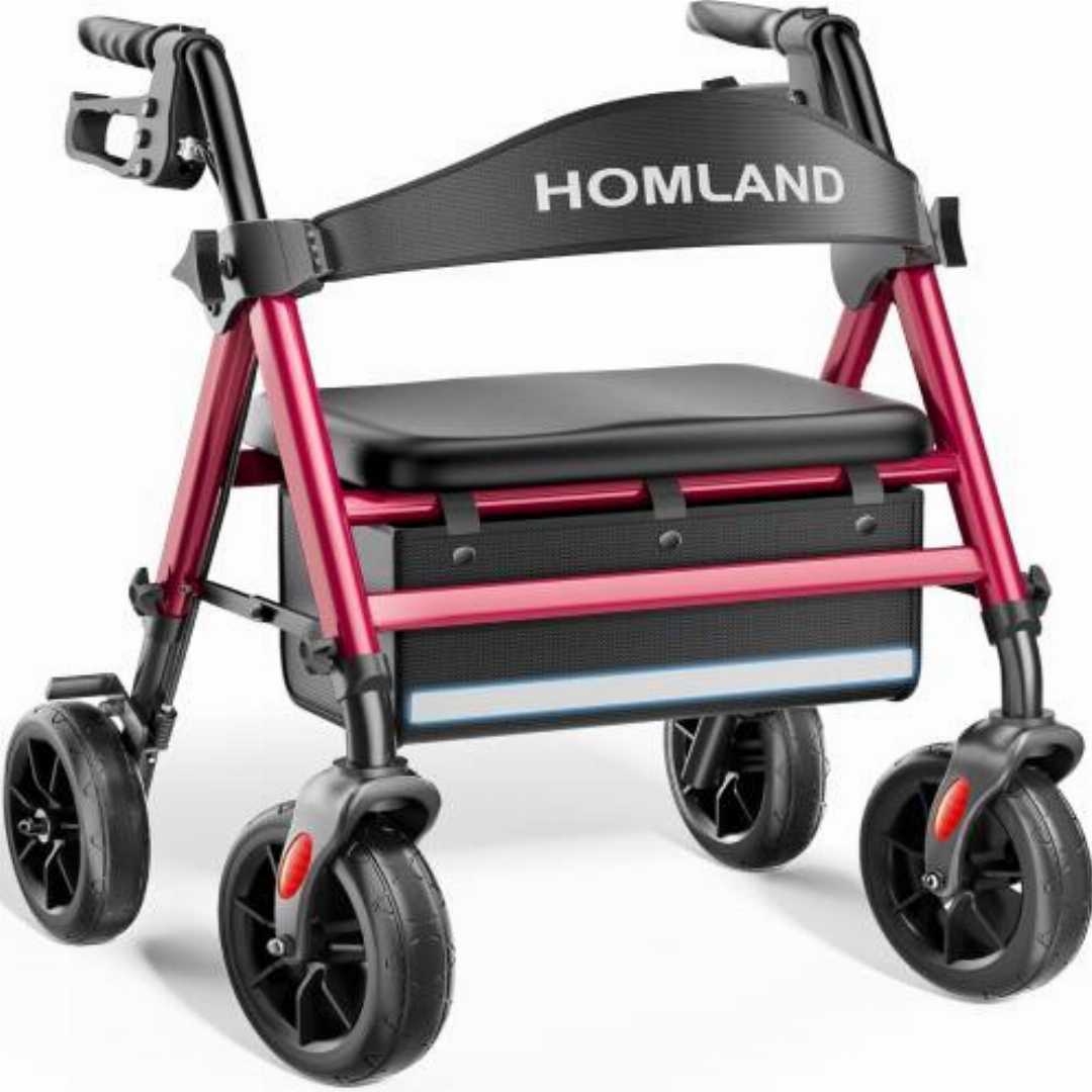 HOMLAND,Rollator,Walker,for,Seniors,with,Seat:,Ergonomic,Indoor,Outdoor,Aid
heavy duty upright walkers for seniors USA, bariatric stand up walker 450 lbs, tall walker with forearm supports and seat,
