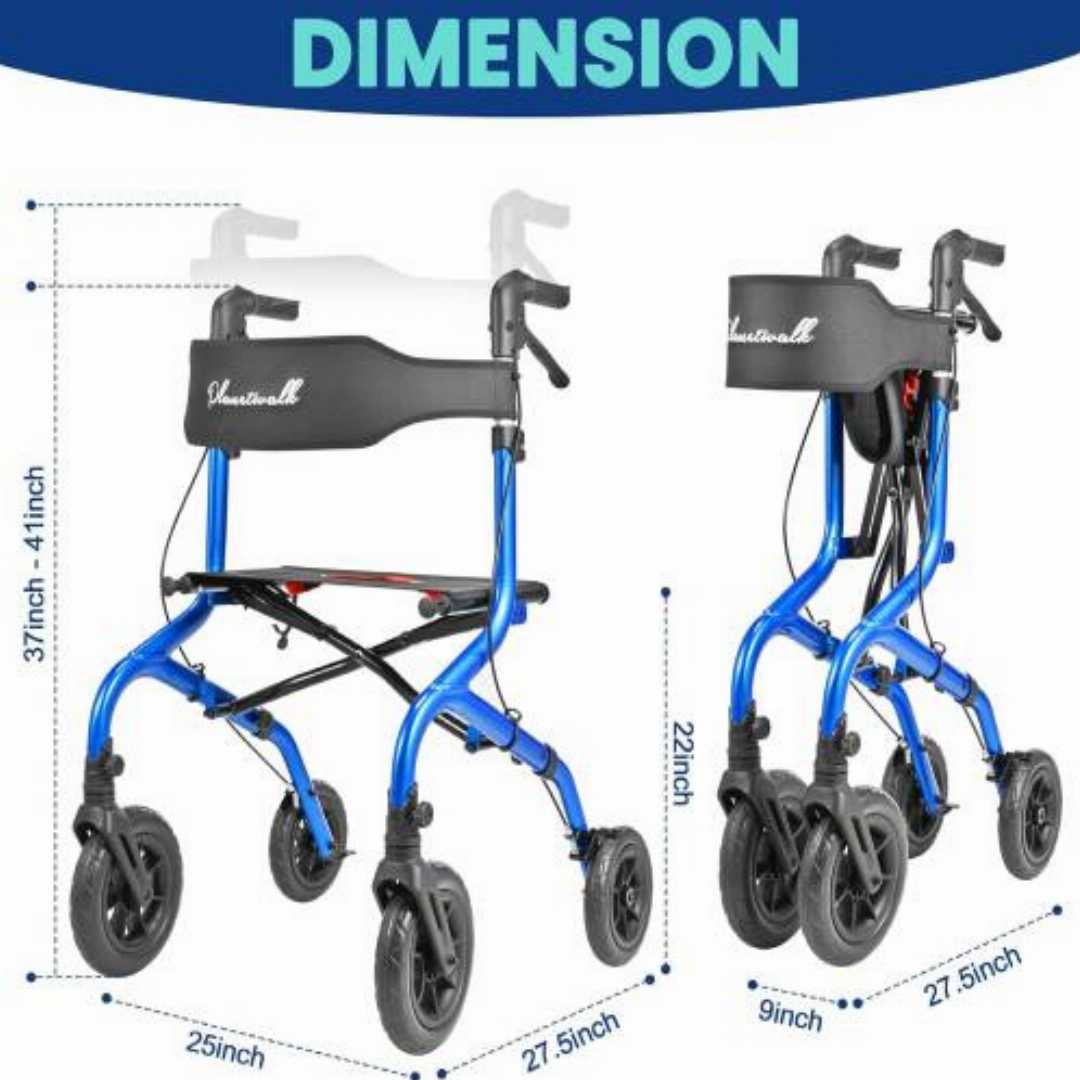 PLANET,WALK,Foldable,Rollator,Walker,For,Seniors:,Mobility,Aid,Breathable,Seat,&,Backrest,upright walkers for seniors, breathable seat rollator walker, folding mobility aid for elderly, PLANET WALK r