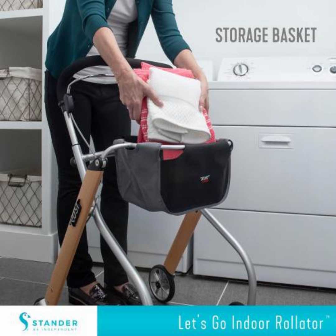 Folding,Mobility,Aid,for,Seniors:Stander,Let’s,Go,Indoor,Rollator
upright walkers for seniors USA, narrow indoor rollator for tight doors, Stander Let