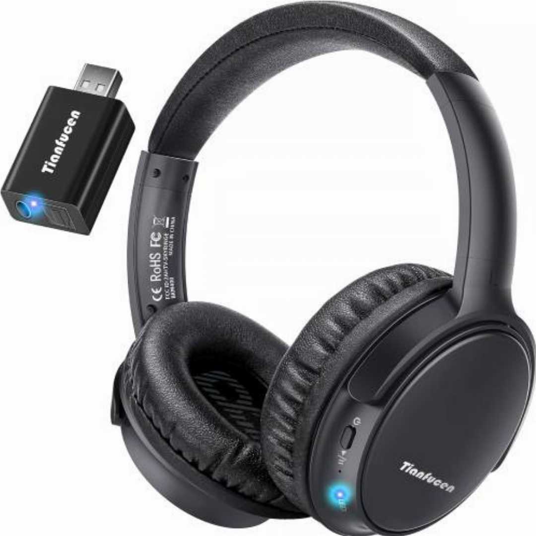 BKM400,TV,Headphones,Wireless,for,Seniors,TV headphones wireless for seniors USA, best headset for elderly watching TV, Tianfucen BKM400 TV headphones with charging dock, wireless headphones for hard