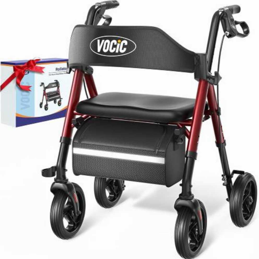 ,VOCIC,Walkers,for,Seniors:,Ultra,Backrest,Foldable,Walker,,Dual,Height,Adjustment
seated walkers for seniors, rollator walker with seat, lightweight folding walker with chair, VOCIC rollator walke