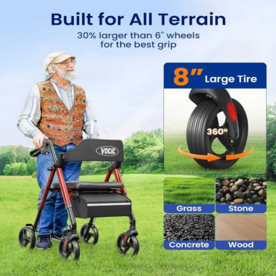 ,VOCIC,Walkers,for,Seniors:,Ultra,Backrest,Foldable,Walker,,Dual,Height,Adjustment
seated walkers for seniors, rollator walker with seat, lightweight folding walker with chair, VOCIC rollator walke